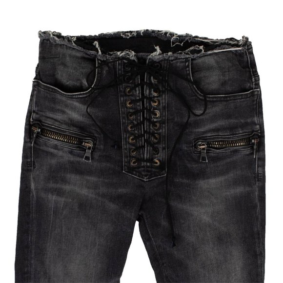 NEW UNRAVEL PROJECT Denim Dark Lace-Up Skinny Jeans Size 25 $895 - Picture 2 of 5